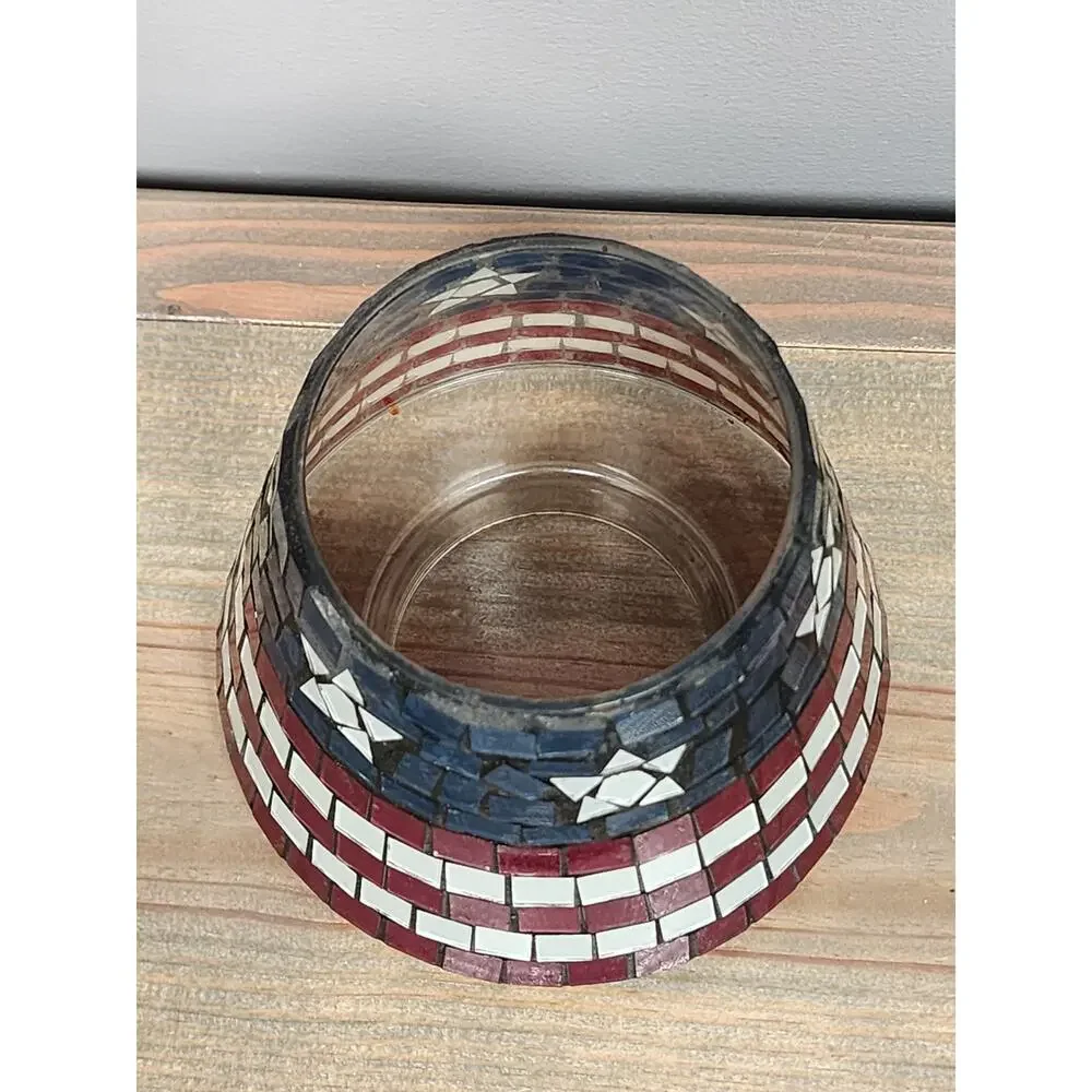 Home Interiors Patriotic Stars And Stripes Mosaic 11622 Candle Shade/Topper